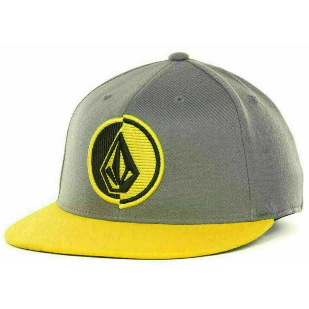 Volcom Men's One 210 Flex Fit Hat Cap - Gray/Yellow